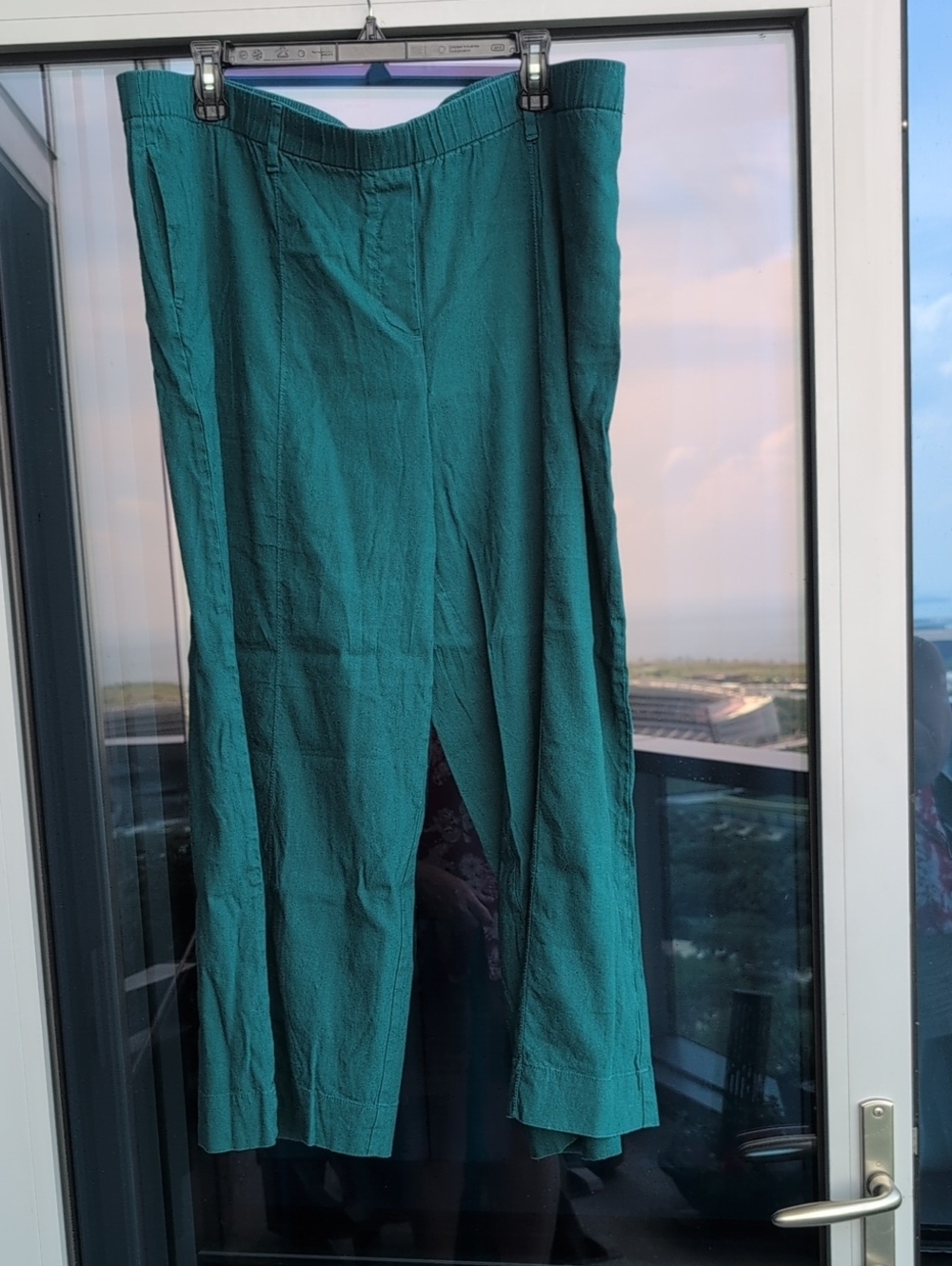 J. Jill Teal Linen Stretch Cropped Pants, XL Tall